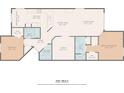 Floor plan showcasing layout, including kitchen, bedrooms, bathrooms and living area at 7911 Grand Estuary Trl # 201, Bradenton, FL 34212