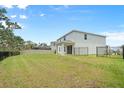 Backyard with black fence, manicured lawn at 4015 Quiet Rain Ct, Palmetto, FL 34221