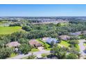 An aerial view showcasing a neighborhood and the surrounding landscape, including a body of water at 15208 21St E Ave, Bradenton, FL 34212