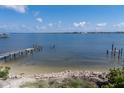 Scenic waterfront view with weathered dock and calm, clear water at 5912 Riverview Ln, Bradenton, FL 34209