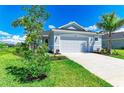 Inviting curb appeal with a well-maintained lawn, complemented by beautiful landscaping and a two-car garage at 4210 Sea Marsh Pl, Parrish, FL 34219