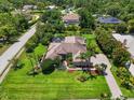 Beautiful aerial view of the property showcasing the well-maintained landscaping and surrounding neighborhood at 7321 Hemlock Ln, Sarasota, FL 34241