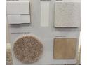 Selection of coordinated interior material samples showcasing flooring, carpet, and color options at 16646 San Nicola Pl, Bradenton, FL 34211