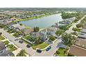 Stunning aerial view of the property backing onto a serene lake in a well-maintained residential neighborhood at 5224 58Th E Ter, Bradenton, FL 34203