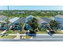 An aerial view showcasing the well-maintained neighborhood and lush landscaping at 5420 River Sound Ter, Bradenton, FL 34208