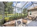 Inviting screened-in patio with serene lake views and stylish outdoor furniture for relaxing and entertaining at 12908 Crystal Clear Pl, Bradenton, FL 34211