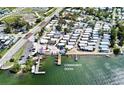 Aerial view showcasing the charming community, proximity to the water, and community docks at 4412 125Th W St, Cortez, FL 34215