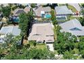 Overhead view of the home featuring a screened-in pool and lush landscaping at 4603 4Th E Ave, Bradenton, FL 34208
