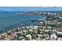 Beautiful aerial view showcasing waterfront homes and city skyline in the background at 1387 Harbor Dr, Sarasota, FL 34239
