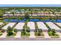 Scenic aerial view of the neighborhood homes, situated on canals, and backing up to a golf course at 8731 52Nd E Dr, Bradenton, FL 34211
