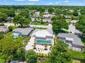 Birds eye view of the property highlighting the screened in pool, lush landscaping, and neighborhood at 1915 38Th W St, Bradenton, FL 34205