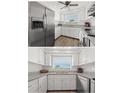 Well-lit kitchen with stainless steel appliances, white cabinetry, and light countertops at 669 Spanish N Dr # 21, Longboat Key, FL 34228