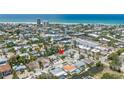 Real estate aerial showcasing the house and its convenient location near the beach at 310 Avenida Milano, Sarasota, FL 34242