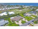 Expansive aerial view captures a serene neighborhood with lush greenery and a beautiful home with a private pool at 7913 19Th Avenue W Dr, Bradenton, FL 34209