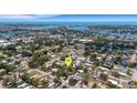 Panoramic aerial view showcasing the neighborhood, proximity to the coast, and the community at 112 E Marland Ct, Nokomis, FL 34275