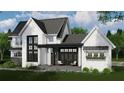 Inviting front porch featuring stone accents, modern black framed windows, and charming white facade at 4704 Riverwood Ave, Sarasota, FL 34231