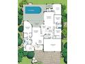 Detailed floor plan showcasing the layout of the home, including the bedrooms, bathrooms, kitchen, and living spaces at 4958 Gardiners Bay Cir, Sarasota, FL 34238