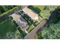 Overhead view displays roof design and placement of homes, highlighting private yard spaces and trees at 4759 11Th S Ave, St Petersburg, FL 33711