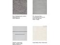 Selection sheet showing carpet, tile, cabinet, and countertop samples at 8604 Daybreak St, Sarasota, FL 34241