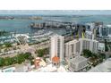 Panoramic aerial view highlighting waterfront condos, marina, and bridge at 1255 N Gulfstream Ave # 1104, Sarasota, FL 34236