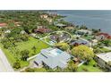 Waterfront property featuring a private pool and backyard oasis, with bay views in a tropical setting at 3903 Bayside Dr, Bradenton, FL 34210