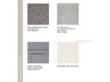 Selection of interior finishes, including carpet, tile, cabinets and quartz counters at 8620 Daybreak St, Sarasota, FL 34241