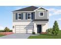Inviting two-story home featuring a two-car garage, complemented by professionally landscaped grounds and eye-catching curb appeal at 13117 Bayberry Way, Parrish, FL 34219
