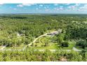 Wide aerial shot of the home nestled among the trees and a pond at 20207 71St E Ave, Bradenton, FL 34211