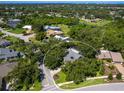 Aerial view of a property nestled among trees, showcasing its private setting within a lush neighborhood at 3900 Country View Dr, Sarasota, FL 34233