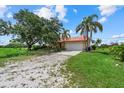 Expansive lawn and landscaping surround a one-story home with a red roof and two car garage at 6805 225Th E St, Bradenton, FL 34211