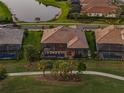 Aerial view showcasing the backyard with pool and screened-in lanai of a beautiful home at 3936 Santa Caterina Blvd, Bradenton, FL 34211