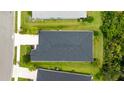 Bird's-eye view of a single-Gathering home highlighting the roof and the surrounding lush, green landscaping at 5927 Maidenstone Way, Palmetto, FL 34221