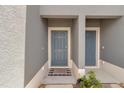 Entrance to townhouses with a covered entryway and inviting blue front doors at 4728 Old Blush St, Bradenton, FL 34211