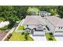 Aerial view of the house and pool showcasing the backyard and surrounding lush landscaping at 2596 Floyd St, Sarasota, FL 34239