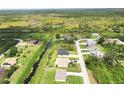 Community aerial view features homes with a canal that runs through a green landscape at 8429 Malcolm Ave, North Port, FL 34287