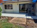Back patio area with sliding glass doors, space for outdoor seating, and potential for landscaping to enhance the yard at 6132 29Th W Ave, Bradenton, FL 34209