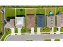 Aerial view of a residential neighborhood with manicured lawns and neatly arranged single-Gathering homes at 3813 Willow Branch Pl, Palmetto, FL 34221