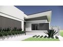 Modern home exterior showcasing sleek lines, decorative elements, and manicured landscaping at 2221 Wood St, Sarasota, FL 34237