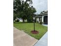 Well-maintained front yard featuring a decorative lamp post and lush greenery at 1725 Briar Creek Ln, Sarasota, FL 34235