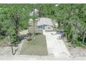 Aerial view of a single-story home with a driveway and surrounding trees at 8191 Strasse Blvd, Punta Gorda, FL 33982