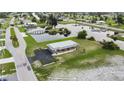 Aerial view of canal-front property with home, showcasing the neighborhood and waterfront at 108 Boundary Blvd # A&B, Rotonda West, FL 33947