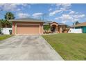 Single story house with a two car garage and well maintained lawn at 1858 Norvell Ave, North Port, FL 34286