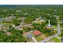 Aerial view showcasing a home nestled among lush greenery, highlighting its private, tree-filled neighborhood setting at 3390 Nadasky Ave, North Port, FL 34288