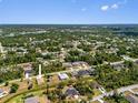 Aerial view of a residential community showcasing the property's location surrounded by lush greenery and neighborhood streets at 3779 Clearfield St, North Port, FL 34286