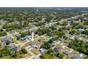 An aerial view of a single-Gathering home in a lush, green neighborhood at 1100 S Wapello St, North Port, FL 34286