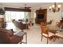 Spacious living room with leather furniture, large TV, and water views at 2620 Tarpon Cove Dr # 311, Punta Gorda, FL 33950