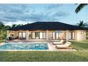 One-story home with a pool and outdoor seating at 15048 Hennipen Cir, Port Charlotte, FL 33981