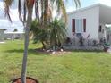 Landscaped yard with palm tree and decorative stones at 6546 Greenview Ct, North Port, FL 34287