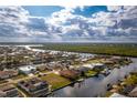 Breathtaking aerial view of waterfront homes, canals, and lush greenery at 126 Peckham Sw St, Port Charlotte, FL 33952