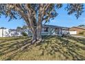 Front yard view of the single-story home with a mature tree and fenced perimeter at 5909 Talbrook Rd, North Port, FL 34287